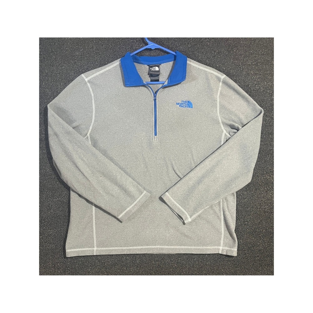 The‎ North Face Mens Gray Blue Quarter Zip Fleece Pullover Sweater Large